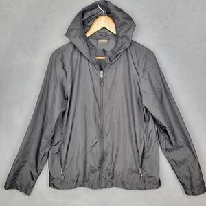 Cool Windbreaker Jacket Men's Medium Black Pockets Long‎ Sleeve Full Zip Hooded